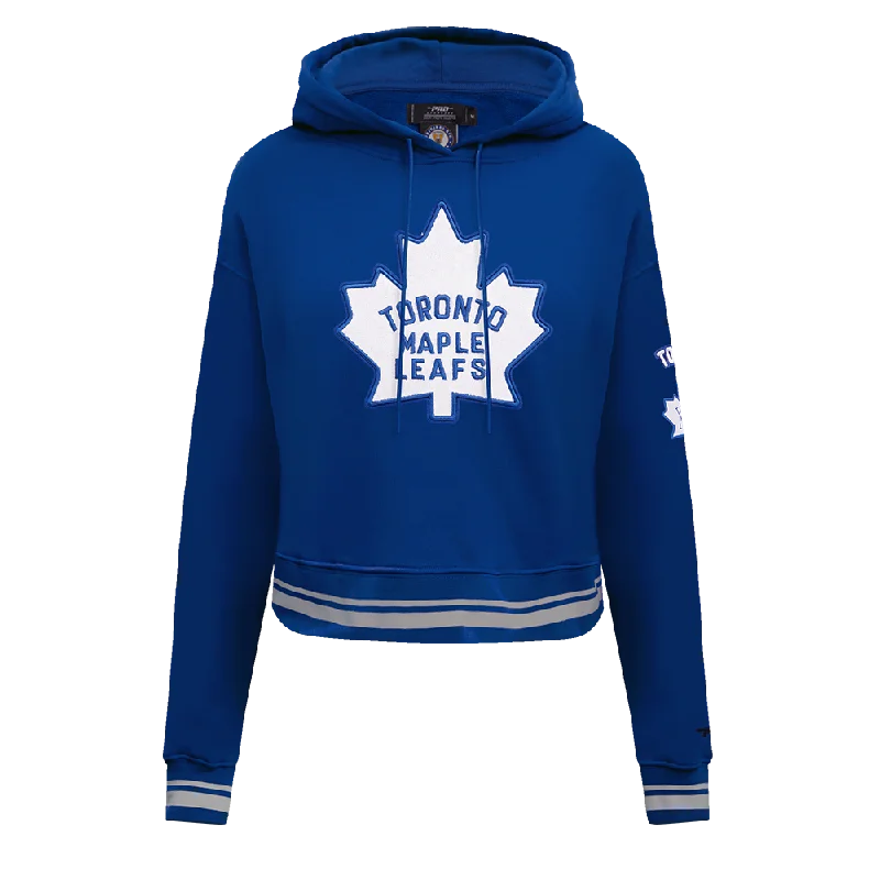 NHL TORONTO MAPLE LEAFS RETRO CLASSIC WOMEN'S RIB CROPPED PO HOODIE (DODGER BLUE) Hoodie with Belted Waist Structured Tailored NHL TORONTO MAPLE LEAFS RETRO CLASSIC WOMEN'S RIB CROPPED PO HOODIE (DODGER BLUE) Hoodie with Belted Waist Structured Tailored