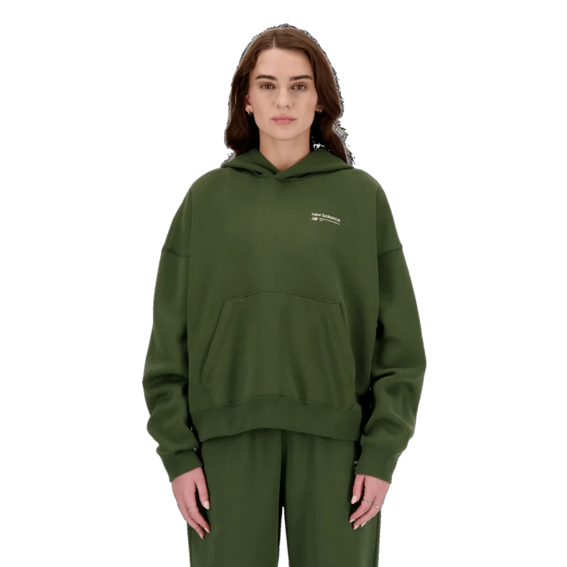 New Balance Women's Linear Heritage Brushed Back Fleece Hoodie Hoodie with High Neck Warm Protective New Balance Women's Linear Heritage Brushed Back Fleece Hoodie Hoodie with High Neck Warm Protective