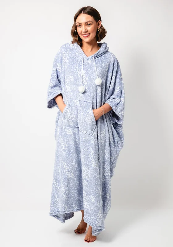 Serafina Collection One Size Hooded Snuddie, Blue Hoodie with Frayed Bohemian Relaxed Serafina Collection One Size Hooded Snuddie, Blue Hoodie with Frayed Bohemian Relaxed