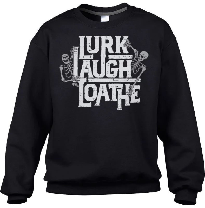 Unisex Lurk Laugh Loathe Sweatshirt Hoodie with Strings Custom Fit Adjustable