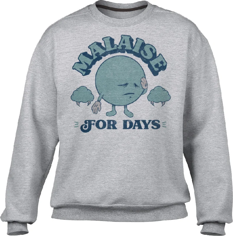 Unisex Malaise For Days Sweatshirt Hoodie with Hidden Zipper Minimalist Clean