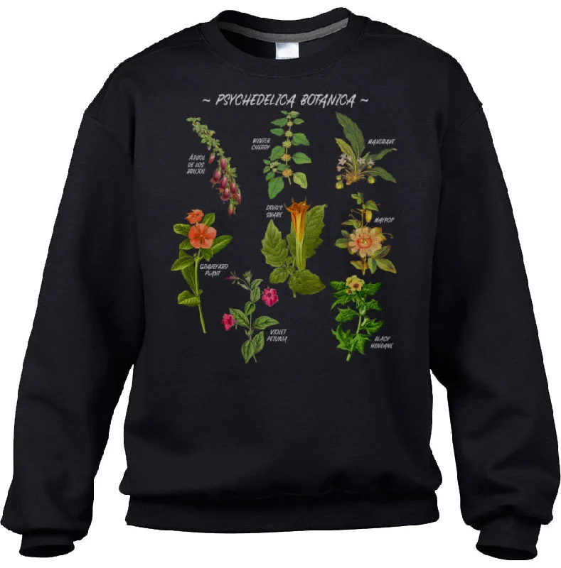 Unisex Psychedelica Botanica Sweatshirt Hoodie with Tied Waist Feminine Flattering