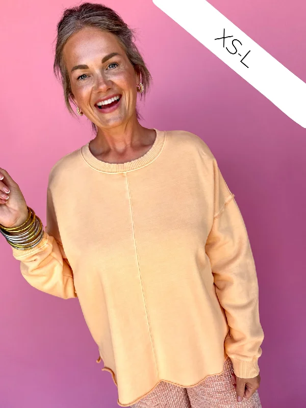 Z Supply | Hermosa Sweatshirt - Orange Cream Hoodie with Oversized Fit Loose Comfortable Z Supply | Hermosa Sweatshirt - Orange Cream Hoodie with Oversized Fit Loose Comfortable